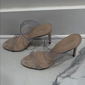 SCHUTZ Women's Transparent and Beige Heels